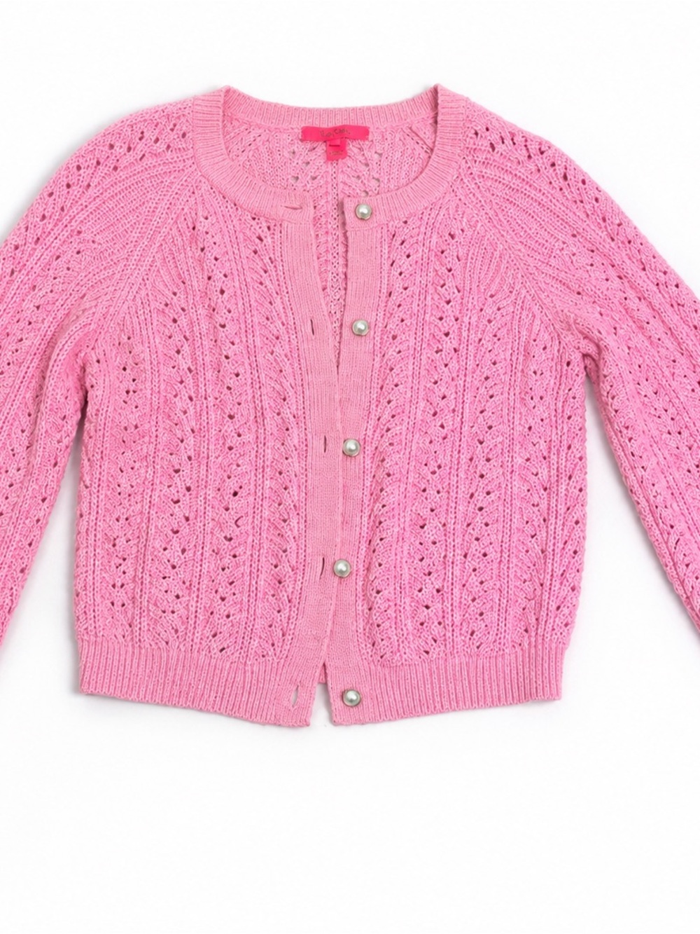 Lilly Pulitzer Pink Open-Knit Cardigan Sweater Size L